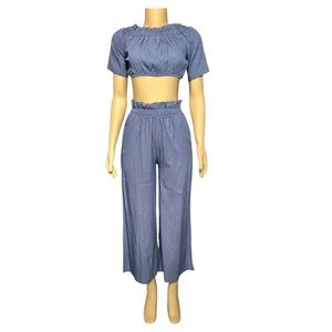 Gorgeous Dolls Jasmine Denim Crop Top Pants Set